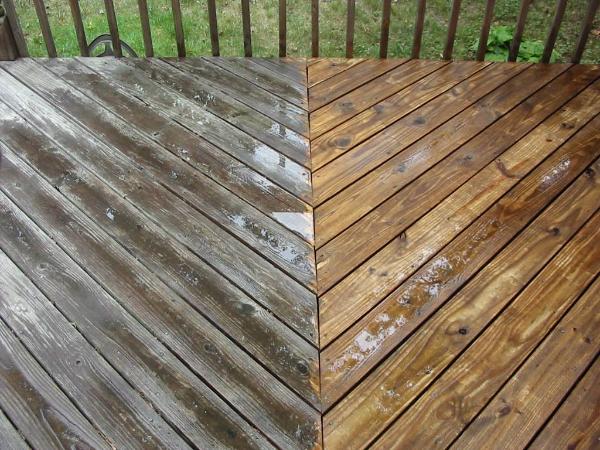 Deck pressure washing before and after McHenry County