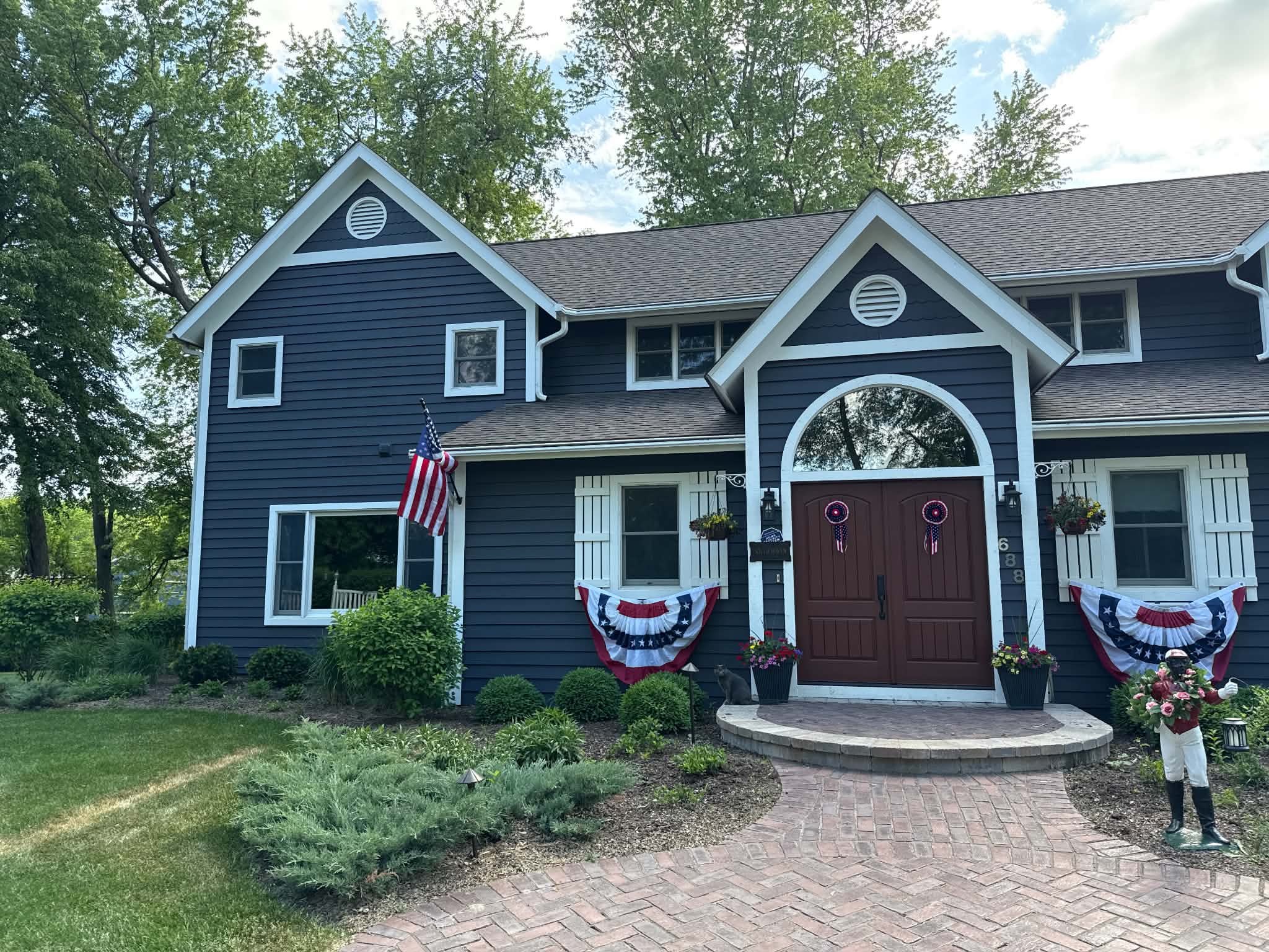 Navy blue home exterior soft washed — Rob's Exterior Services Woodstock IL